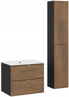 Zestaw mebli 60cm umywalka słupek Meble łazienkowe TALIA Dąb Casella/Czarny