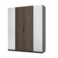 Szafa Czterodrzwiowa KAJA 2 LUSTRA 2 LAM Dąb Evoke / Czarny / Lamele