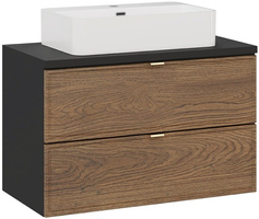 Zestaw mebli 80cm blat, umywalka, Meble łazienkowe TALIA Dąb Casella/Czarny