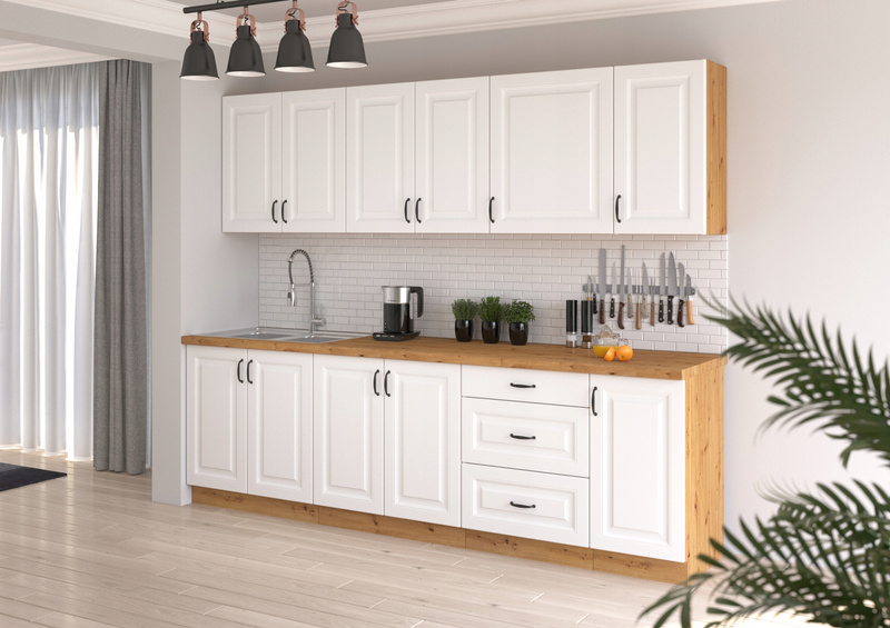 Szafka kuchenna STILO 60 DPS-210 3S 1F BIAŁY MAT/DĄB ARTISAN