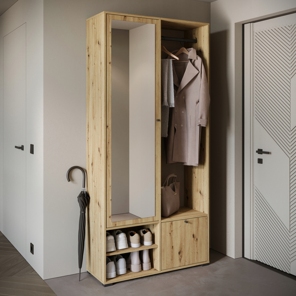 Garderoba DINO, lustro, wieszak SZARY PALLAD