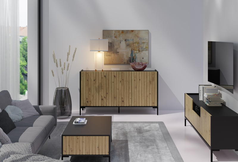 Komoda LANDO 1, Komoda 100cm, Meble do Salonu LANDO, Czarna