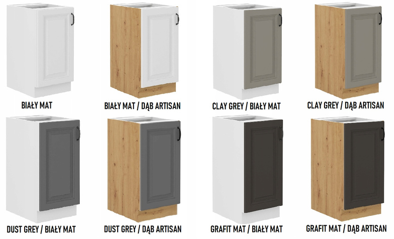 Szafka kuchenna dolna STILO 40 D 1F BB GRAFIT MAT/DĄB ARTISAN