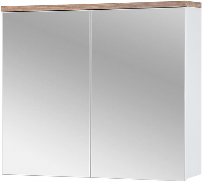 Szafka z lustrem 841 80cm, Meble łazienkowe BALI Dąb Craft / Biały Połysk