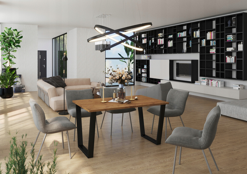 Stół loftowy do jadalni CEZAR 185x90 DĄB LANCELOT