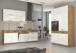 Meble kuchenne VIGO BIAŁY POŁYSK / DĄB LANCELOT zestaw