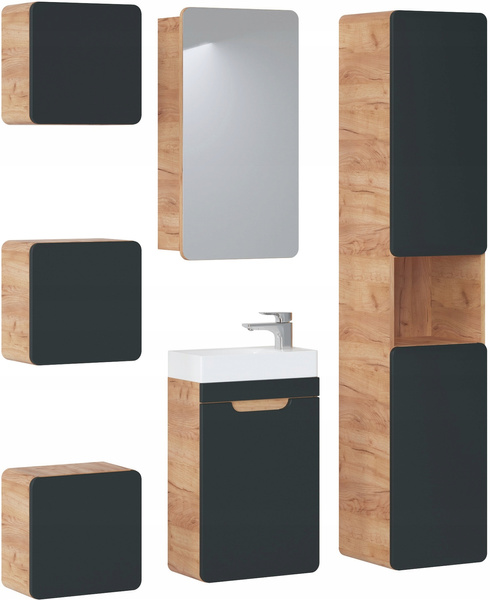 Szafka łazienkowa 35cm 830, Meble łazienkowe ARUBA Dąb Craft / Szary Kosmos