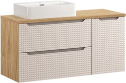 Zestaw meblowy 120cm blat umywalka Meble łazienkowe LUXOR Dąb Olejowany/Beż