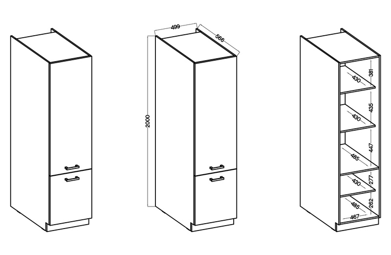 Szafka Słupek Kuchenny MARIA 50 cm, Komin, Biały/Dąb Artisan, Meble kuchenne MARIA