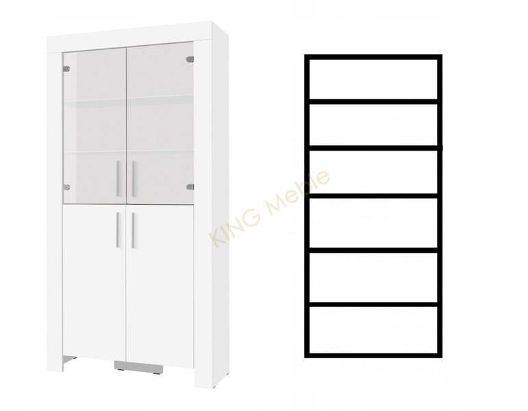 Witryna CEZAR 3, Witryna 100cm, Meble do Salonu CEZAR, LED, Biały