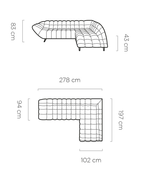 Narożnik GAPPA 278 cm, Elektryczny wysuw siedziska, Rogówka