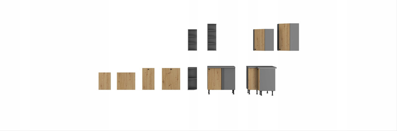 Szafka kuchenna AVA 60 DPM-215 2F DĄB ARTISAN/ANTRACYT