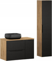 Meble łazienkowe LUXOR BLACK 90, Umywalka nablatowa, Dąb/Czarny, 2 KOLORY