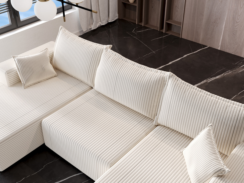Narożnik z Funkcją Spania SOFT U 333 cm, Rozkładany, Pojemnik, Rogówka