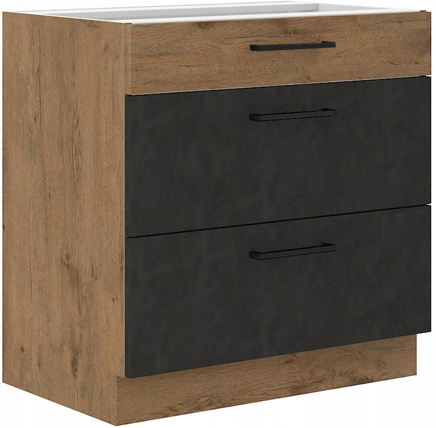 Szafka kuchenna dolna VIGO 80 D 3S BB DARK WOOD / DĄB LANCELOT