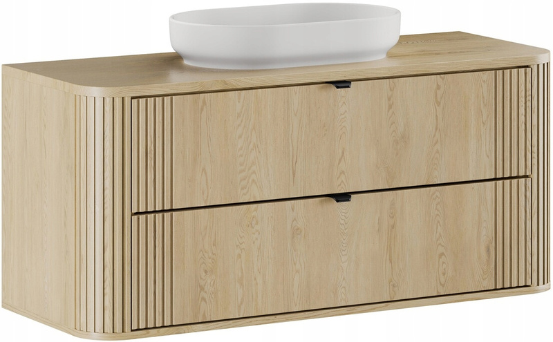 Zestaw mebli 120cm z blatem, umywalka, Meble łazienkowe OVALIA Dąb Cremona