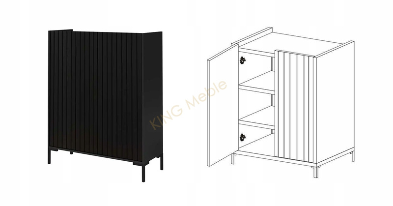 Komoda LANDO 1, Komoda 100cm, Meble do Salonu LANDO, Czarna