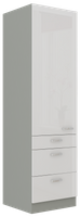 Szafka kuchenna wysoka, słupek 60 DKS-210 3S 1F BIAŁY POŁYSK, SZARY PLATYNOWY, Meble Kuchenne BIANCA
