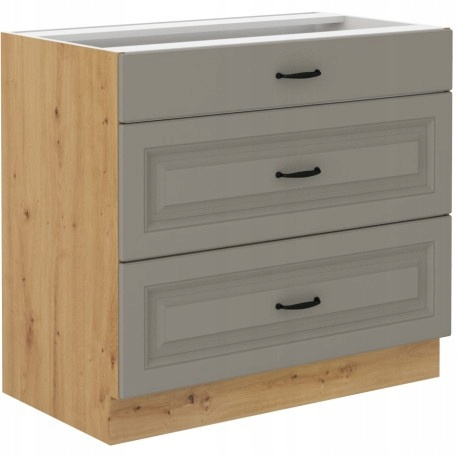 Szafka kuchenna dolna STILO 80 D 3S BB CLAYGREY/DĄB ARTISAN