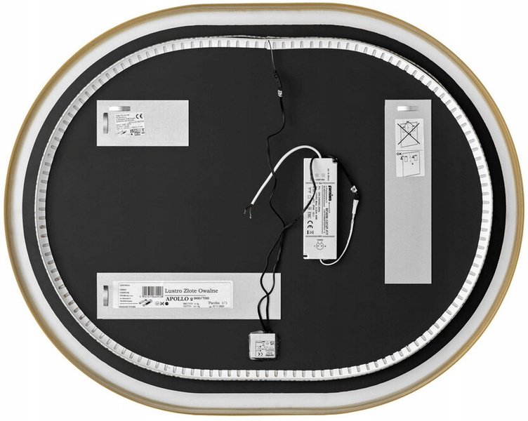 Lustro łazienkowe LED w ramie, Meble łazienkowe APOLLO Złoty