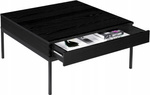 Stolik kawowy INDUST ława, metalowe nogi, dwie szuflady CZARNY