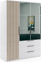 Szafa loftowa SORENTO 150cm lustro, lamele BIAŁY / DĄB CRAFT ZŁOTY