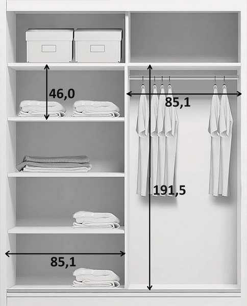 Szafa przesuwna A10 175 / 245 / 62 lustro, różne kolory i rozmiary