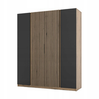 Szafa KAJA 2F 2 LAM Czarny / Dąb Evoke / Lamele