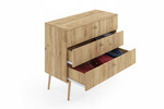Komoda BOHO drewniane nogi, trzy szuflady DĄB CRAFT ZŁOTY