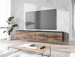 Szafka RTV Lowboard D 180cm CZARNY GRAFIT / DĄB WOTAN JODEŁKA MDF