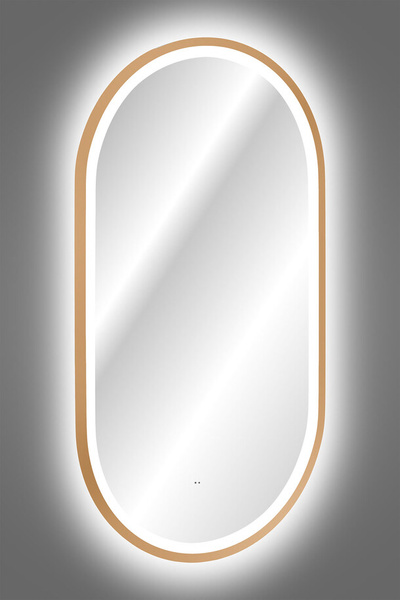 Lustro łazienkowe LED w ramie, Meble łazienkowe APOLLO Złoty