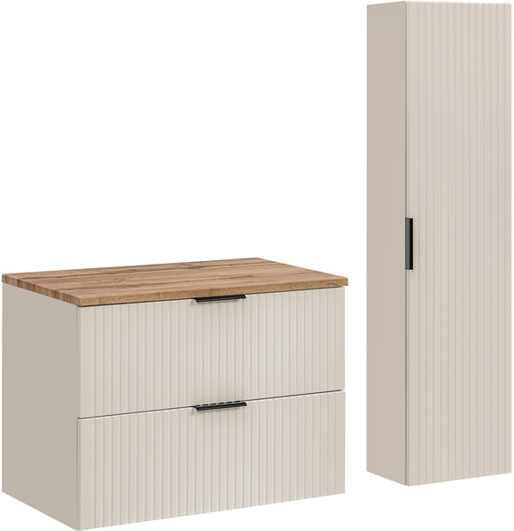 Zestaw szafka z blatem 80cm + słupek 35cm, Meble ADEL CASHMERE / DĄB WOTAN