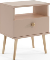 Stolik nocny BOHO z szufladą, drewniane nogi MACCHIATO