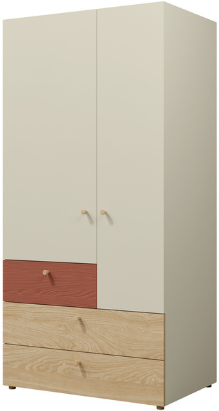 Szafa Dwudrzwiowa YUKI 2 90cm z szufladami, Meble Młodzieżowe EUKALIPTUS