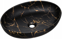 Umywalka nablatowa MONA 52cm Czarny Mat / Złoty