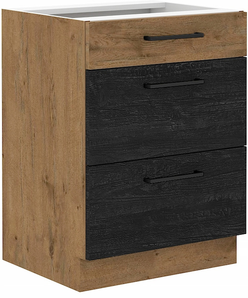 Szafka kuchenna dolna VIGO 60 D 3S BB DARK WOOD / DĄB LANCELOT