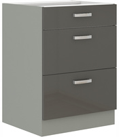 Szafka kuchenna dolna GREY 60 D 3S BB SZARY POŁYSK / SZARY PLATYNOWY
