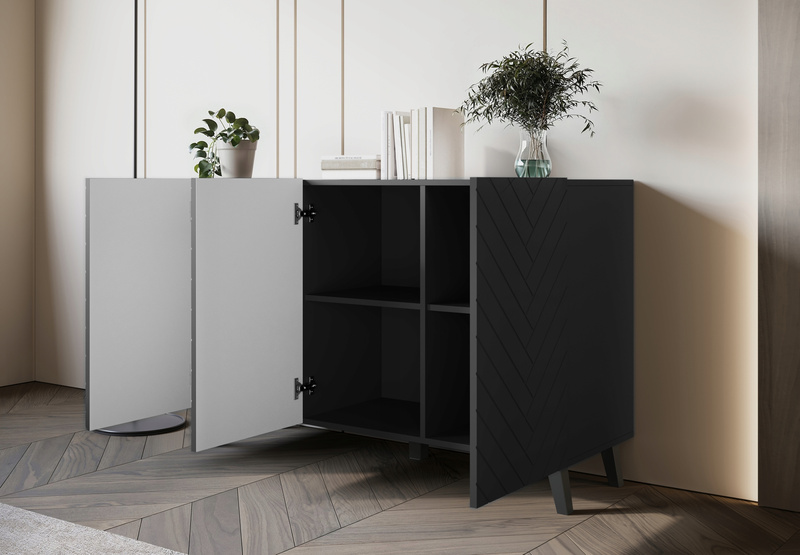 Komoda PHUKET 120 Czarny Grafit Jodełka