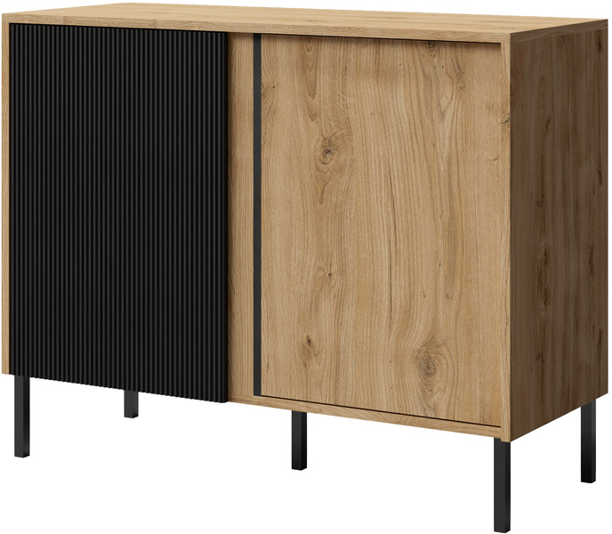 Komoda MIA 4, Komoda 100cm, MDF, Dąb Odwieczny / Czarny