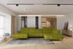 Narożnik MONTANA XL 389 cm, Elektryczny wysuw siedziska, Zagłówki