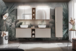 Meble łazienkowe SANTA FE TAUPE 180, 2xUmywalka, 2xSzafka z Lustrem, 2xLED