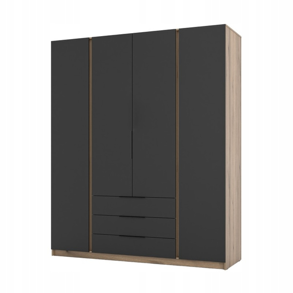 Szafa KAJA 4F 3S Czarny / Dąb Evoke drzwi szuflady