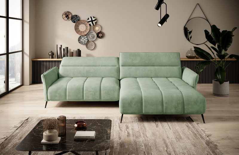 Narożnik CAVANI 272 cm, Elektryczny wysuw siedziska, Zagłówki