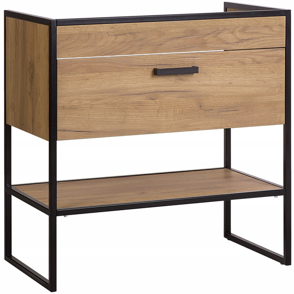 Szafka pod umywalkę 80cm, Meble łazienkowe BROOKLIN Dąb Craft Złoty/Czarny