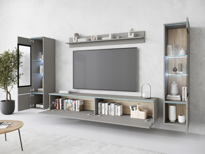 Meblościanka VERA II Zestaw mebli Szary Pallad