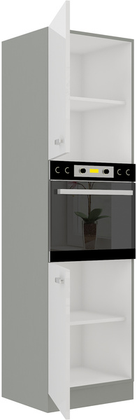 Szafka kuchenna wysoka, słupek pod zabudowę piekarnika 60 DP-210 2F BB BIAŁY POŁYSK, SZARY PLATYNOWY, Meble Kuchenne BIANCA
