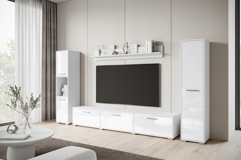 Meblościanka Zestaw mebli BOGOTA XL salon Biały / Biały Połysk