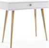 Konsola BOHO z szufladą, drewniane nogi BIAŁY MAT