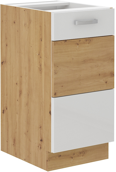 Meble Kuchenne ARTISAN 120x230 cm, BIAŁY POŁYSK, DĄB ARTISAN