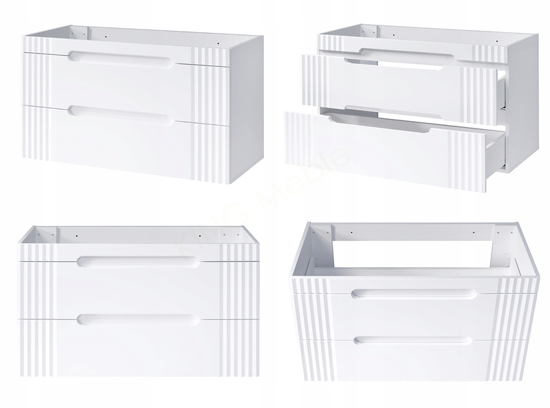 Meble łazienkowe FIJI WHITE 120-2, 2x Umywalka nablatowa, Lustro, 2x LED